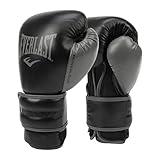 Everlast Powerlock 2 Hook & Loop Pro Training Gloves | Fight Training Gloves | Hook and Loop with Five-Layer Foam & Wrist Support | Heavy Bag & Fitness Training (Black/Gray,16Oz)