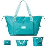 The Foldie Foldable Travel Tote Bag for Women - 40L Weekender Overnight Bag Duffel with Multiple Pockets and Luggage Sleeve - Airline-Approved Underseat Carry On Personal Item Travel Bag - Teal