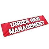 Hahafelt 2x10 Feet Under New Management Banner with Grommets Fabric Large Size Hanging Yard Signs for Business Industrial Store Enterprise Restructuring Innovation (Polyester)