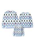 PATPAT Ugly Christmas Sweater Family Set His and Hers Christmas Sweaters Long Sleeve Light Blue Snowman Xmas Holiday Party Knitted Pullover Tops Dad and Son Christmas Sweater for Couples Men XXL