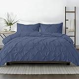 Kotton Culture 120"x 98" 1 Pc Oversized King Pinch Pleated - Pintuck Duvet Cover Only - 100% Egyptian Cotton 600 TC - Zipper Closure & 7 Internal Ties- Fits Large King Inserts - Mediterranean Blue