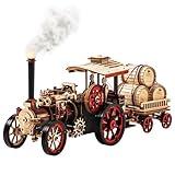 rowood 3D Puzzles for Adults,Steam Engine Model Kit,1:28 Scale Mechanical Steam Locomotive Wooden Puzzle,469PCS,Assembly Time 6H, Awesome Gifts for Adults&Teens