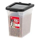 IRIS USA Dog Food Storage Container, 10 Pound, Airtight Seal and Buckle, Easy 1 Hand Opening Hinged Lid, Versatile, Space Saving Compact Size, Pearl/Black