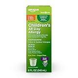 Amazon Basic Care Children’s 24 Hour Allergy Relief, Cetirizine Hydrochloride Oral Solution 1 mg/mL, Grape Flavor, Dye Free, 8 fl oz (Pack of 1)