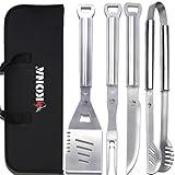 KONA BBQ Grill Tools Set with Case - 18 inches Long to Keep Hands Away from Heat, Premium Stainless Steel Grilling Utensils with Bottle Opener Handles - Makes A Great Gift