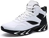 Joomra Boys Fashion Sneakers Travel Leather School College Mid Basketball Tennis Autumn High Top Young Man Athletic Running Walking Shoes White Size 6