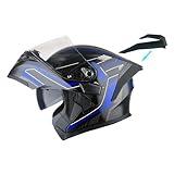 1Storm Motorcycle Modular Full Face Helmet Flip up Dual Visor Sun Shield: HB89 Arrow Blue
