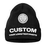 Custom Beanie Bulk Personalized Beanie Hats for Men Women Custom Beanies with Logo Text Photo Custom Knit Hat Black