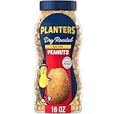 PLANTERS Salted Dry Roasted Peanuts, Party Snacks, Plant Based Protein 16oz (1 Jar)