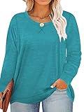 Plus Size Tops for Women 3XL Long Sleeve Casual Shirts Blue-1 22W