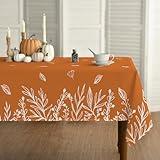 Horaldaily Fall Tablecloth 60x84 Inch Rectangular, Thanksgiving Autumn Harvest Orange Wild Flowers Table Cover for Party Picnic Dinner Decor