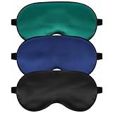 Silk Sleep Mask for Sleeping with Adjustable Strap, Satin Blackout for Men&Women, Comfortable Blindfold Eyeshade for Night Sleep (Black,Blue,Green)