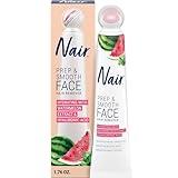 NAIR Prep & Smooth Face Exfoliating Depilatory Cream for Women - Effective Hair Removal for Smooth Skin with Hyaluronic Acid, 1.76 oz