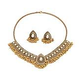 Indian Wedding Bridal Traditional Bohemian Jewellery Set for Women Girls Antique Ethnic Party Prom Wear Statement Necklace Earring Tassel Bollywood Choker Punk Crystal Fashion Gift for Bride (Clear)