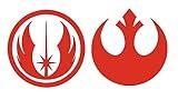 Jedi & Rebel Logo Die Cut Vinyl Sticker Decals for Car, Tablet, Laptop, Water Bottle, Helmet (Red, 4")
