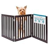 INTERNET'S BEST Dog Gate Indoor Freestanding Pet Barrier, Folding Wood Dog Fence, Extra Wide Doorway Puppy Gate, Indoor Animal Privacy Panel, Wooden Cat Fence - 3 Panel - 24", Espresso