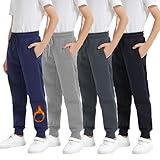 Kinglaman 4 Pack Boys Sweatpants Fleece Lined Athetic Jogger Warm Soft Sweat Pants with Pockets for Kids Youth 1 Black 1 Blue 1 Gray 1 Dark Gray Medium