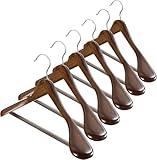 Premium Wooden Hangers 6-Pack – Wide Shoulder Non-Slip Design for Coats, Jackets & Suits | 360° Rotating Closet Organizers | Durable & Space-Saving (Natural Wood)