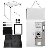 12 Pcs Locker Organizer and Decorating Kit, First Day of School Essentials for Girl Marble Print Whiteboard with Markers Locker Shelf Plush Area Rug String Light Mirror Magnetic Cup and Magnet (Black)