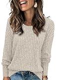 Heymiss Fall Sweaters for Women 2024 Trendy Long Sleeve Sweatshirt for Women Fall Clothes Apricot XL