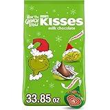 HERSHEY'S KISSES Grinch Milk Chocolate, Christmas Candy Bulk Bag, 33.85 oz