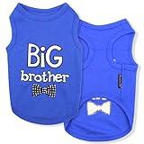 Parisian Pet Dog T-Shirt with Embroidered ' Big Brother ' Words - 100% Cotton, Sleeveless Pet Vest - Machine Washable Blue Dog Shirt for Large Dogs, 3XL