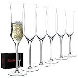 BACLIFE Champagne Flutes Set of 6 - Hand Blown Crystal Champagne Glasses With Long Stem - 7 oz Elegant Sparkling Wine Stemware - Unique Gift for Birthday,Wedding,Mother's Day,Housewarming