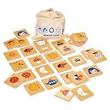 Mentari Toys - Memory Game - 32pc Wooden Matching Memory Game for Toddlers and Kids - Fun Learning Toy with Illustrated Tiles and Fabric Bag - Improve Concentration and Recognition - Age 3+