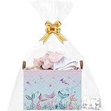 Mermaid Baby Girl Baskets for Baby Shower with Gift Bags, Little Mermaid Greeting Card and Ribbons-Pink Baskets for Gifts Empty,Storage Diaper Bin Toy Box for Kids