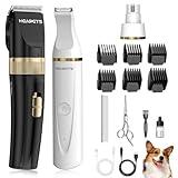 HEAPETS Dog Hair Clippers for Grooming Kit and Dog Paw Trimmer Nail Grinder for Grooming, Low Noise Rechargeable Cordless, Shaver Grooming Supplies for Pet Cats Dogs (Black, White)