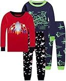 Dolphin&Fish Boys Pajamas Rocket Pattern Style04 Toddler Boys Pjs Clothes Size 5 Red Blue.