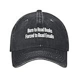 Born to Read Books Forced to Read Emails Hat Funny Book Hat Adjustable Baseball Cap for Men Wemen Black