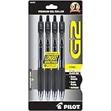 Pilot, G2 Premium Gel Roller Pens, Fine Point 0.7 mm, Black, Pack of 4