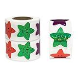 500 Pcs Star Smiley Stickers for Rewarding Student Behaviour, 8 Colour Glitter Star Stickers for Teachers, Student Behaviour Sheets, Handbooks, Greeting Card Decorations (3 Pack)