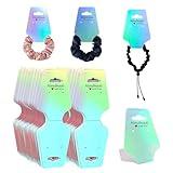 200 PCS Bracelet Holographic Display Cards Sturdy Necklace Holder Cards Self Adhesive Jewelry Packaging Selling Card for Small Business of Keychain Earring Hair Band and Scrunchies Hanging
