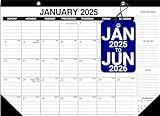 Desk Calendar 2025-2026 - 18-Month Desk/Wall Calendar, Jan 2025 - June 2026, 17" x 11.5", Thick Paper, Large Ruled Blocks, Clear Plastic Cover for Home School Office Easy Organizing