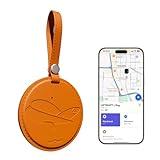 APTMAPT Smart Luggage Tag with Apple Find My, Premium Leather Suitcase Tags w/ 2 ID Labels, TSA-Friendly, Travel Essentials Tracker for Suitcase Baggage Backpacks, Orange