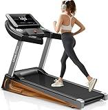 UMAY Fitness Home Folding Incline Treadmill with Pulse Sensors, 3.0 HP Quiet Brushless, 300 lbs Capacity, Grey