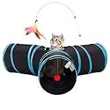 Tempcore Pet Cat Tunnel Tube Toys 3 Way Collapsible, Tunnels for Indoor Cats，Kitty Bored Peek Hole Toy Ball Cat, Puppy, Kitty, Kitten, Rabbit