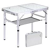 Sportneer Camping Table: Adjustable Height Small Folding Table 23.6" L x 15.7" W 2 Height with Mesh Layer - Compact & Portable Camping Essentials for Outdoor Camp Garden Picnic BBQ Dining Cooking