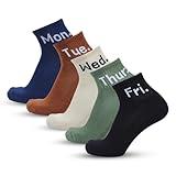 Days of the Week Ankle Socks for Men - Weekdays Quarter Length for Daily Gym, Athletic Running, Sports, Walking and Exercise - Colorful Breathable Half Socks
