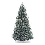National Tree Company Pre-Lit Artificial Full Christmas Tree, Blue, North Valley Spruce, White Lights, Includes Stand, 7.5 Feet
