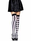 Leg Avenue womens Harlequin Thigh Highs Hosiery, Black/White, One Size US
