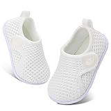 FEETCITY Baby Sneakers Boys Girls Slip On Shoes First Walking Crib Shoes White