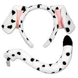 CaeyBrye Dalmatian Dog Ears Headband Tail - Puppy Ears Headband Tail Set, Dalmatians Costumes Dog Ears and Tail for Halloween Dog Party Cosplay New Year Party
