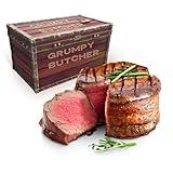 Grumpy Butcher 4 Large Filet Mignon Steaks, 8 oz each: Prime Steak House Size Beef Tenderloin Center Cut - With Steaks Gift Packages Specials Option