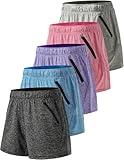 5 Pack: Womens Workout Gym Shorts Casual Lounge Set, Ladies Active Athletic Apparel with Zipper Pockets (Set 1, X-Large)