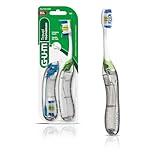 GUM Folding Travel Toothbrush, Compact Head + Tongue Cleaner, Soft Bristled Travel Toothbrushes for Adults, 2ct (Colors may vary)