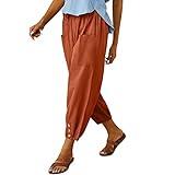 Women's High Waist Pants Drawstring Capri Pants with Pockets Wide Leg Cropped Pants for Women Brickred X-Large