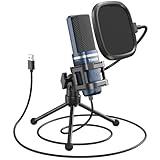 TONOR TC-777 Podcast Microphone, USB Computer Microphone, Cardioid Condenser PC Mic with Tripod Stand and Pop Filter for Podcasting, Streaming, Vocal Recording, Compatible with PC & Laptop, PS4/5